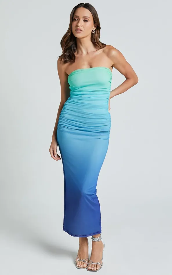 Showpo Runaway The Label 8211 Kendall Midi Dress In AQUA OMBRE Women Dresses