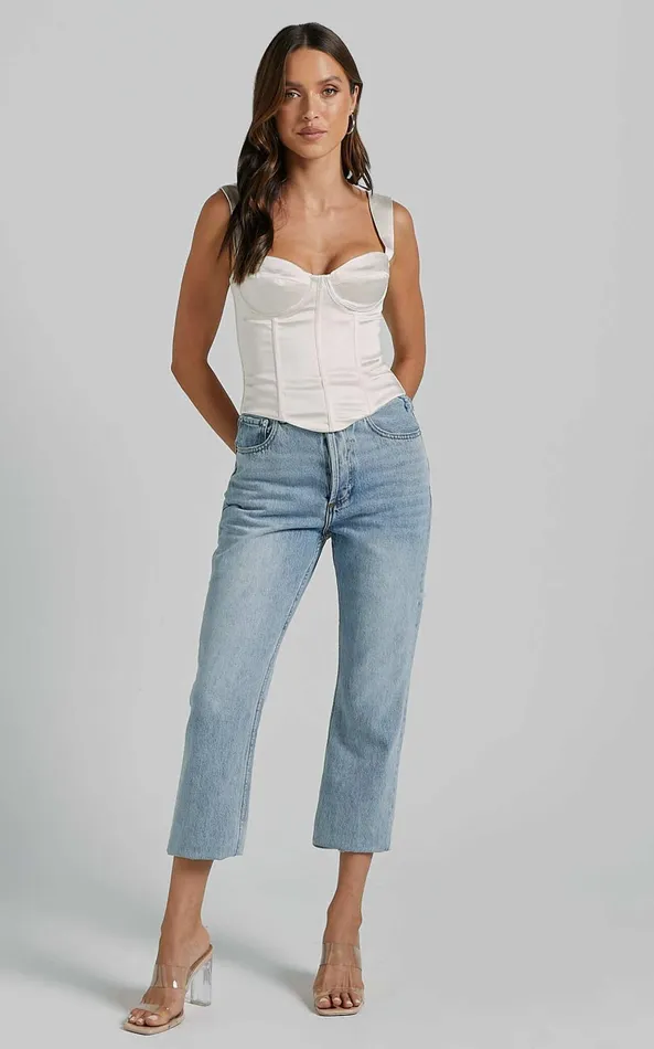 Showpo Runaway The Label 8211 Oura Bustier In Ivory Women Tops