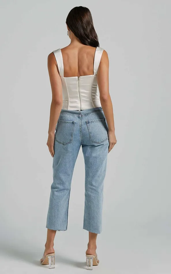 Showpo Runaway The Label 8211 Oura Bustier In Ivory Women Tops