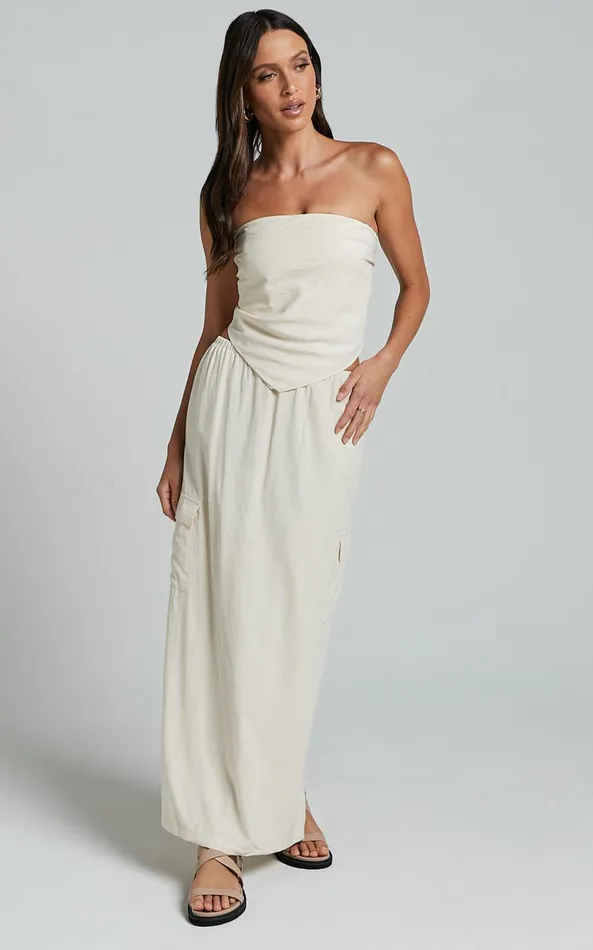 Showpo Runaway The Label 8211 Picilo Long Midi Skirt In Stone Women Skirts
