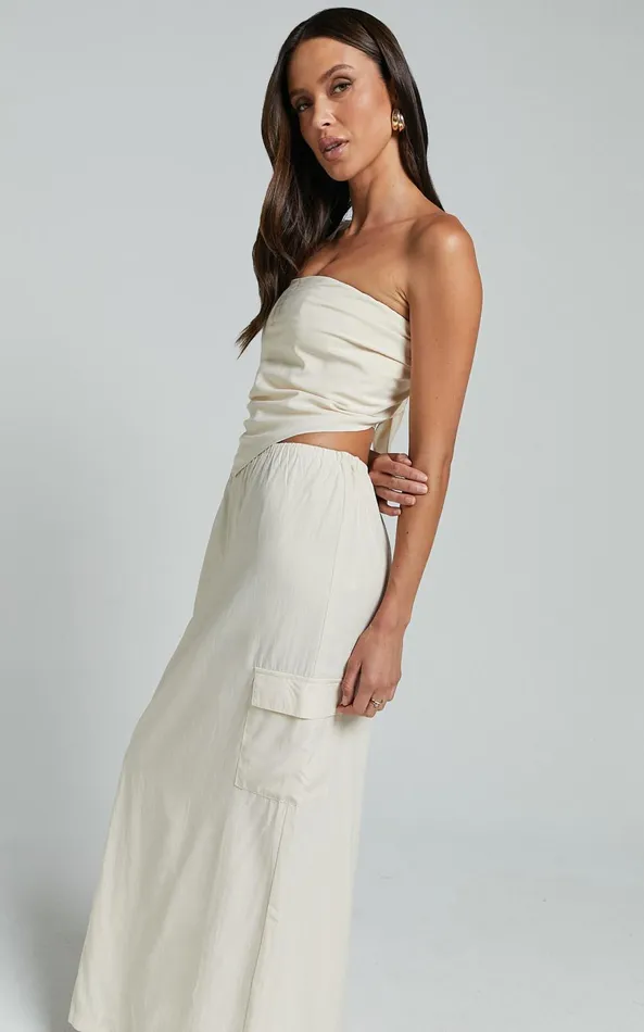 Showpo Runaway The Label 8211 Picilo Long Midi Skirt In Stone Women Skirts