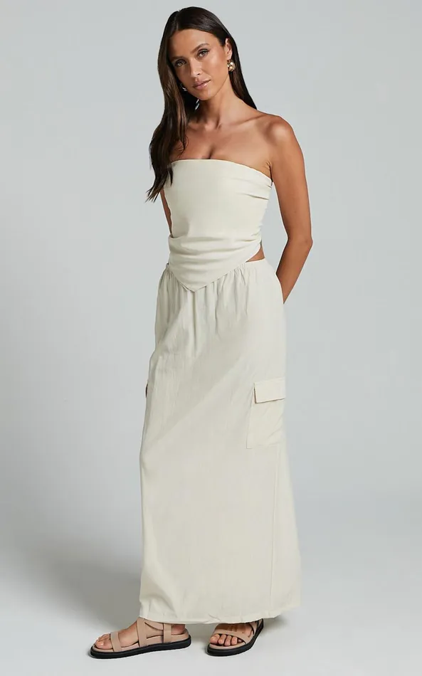 Showpo Runaway The Label 8211 Picilo Long Midi Skirt In Stone Women Skirts