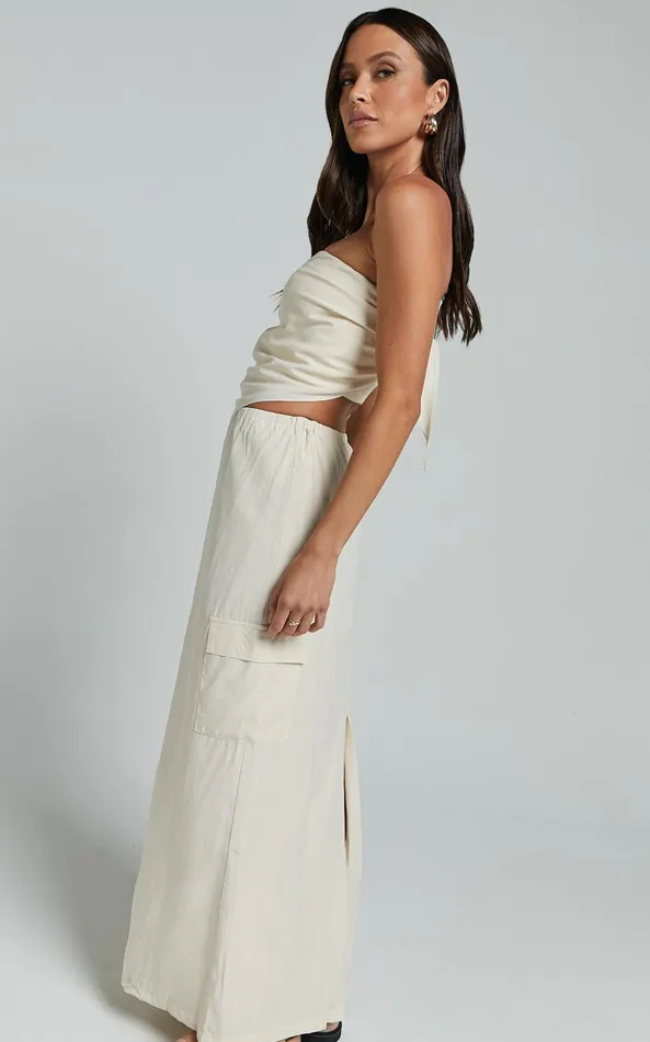 Showpo Runaway The Label 8211 Picilo Long Midi Skirt In Stone Women Skirts