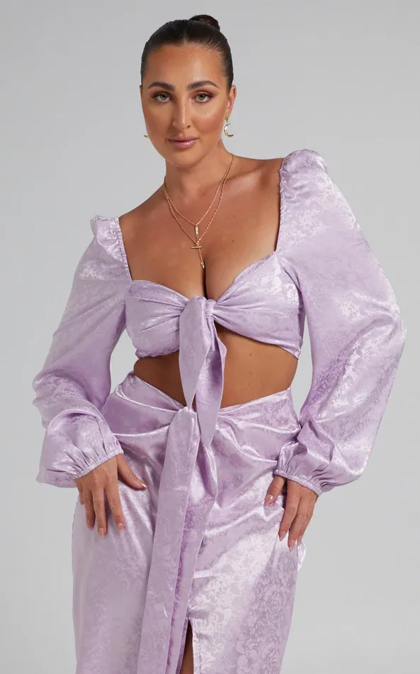Showpo Runaway The Label 8211 Roxie Tie Top In Lilac Women Tops