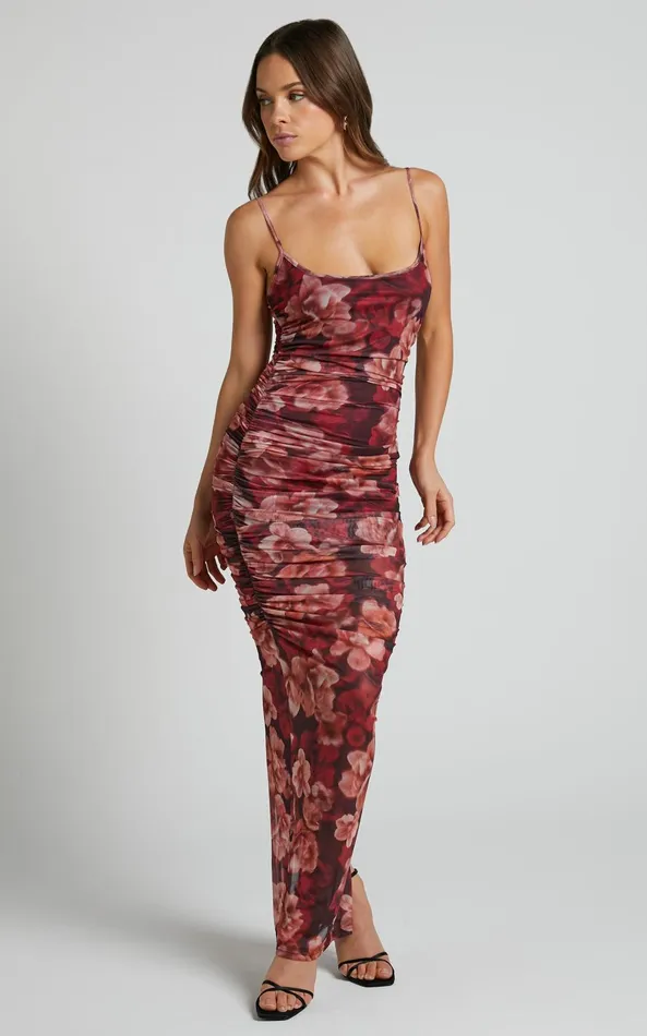Showpo Runaway The Label 8211 Sacha Mesh Midi Dress In Wine Floral Women Dresses Showpo Runaway The Label 8211 Sacha Mesh Midi Dress In Wine Floral Women Dresses