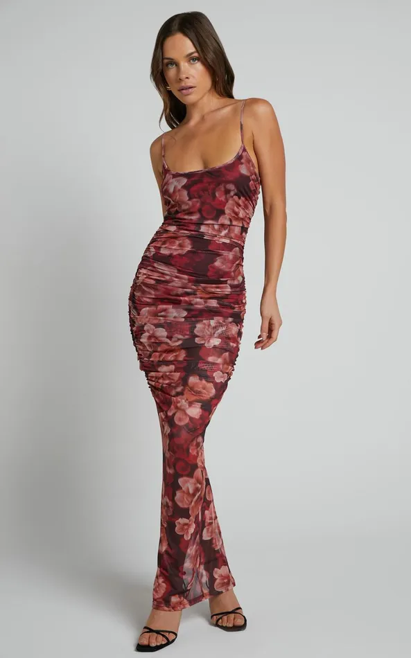 Showpo Runaway The Label 8211 Sacha Mesh Midi Dress In Wine Floral Women Dresses Showpo Runaway The Label 8211 Sacha Mesh Midi Dress In Wine Floral Women Dresses