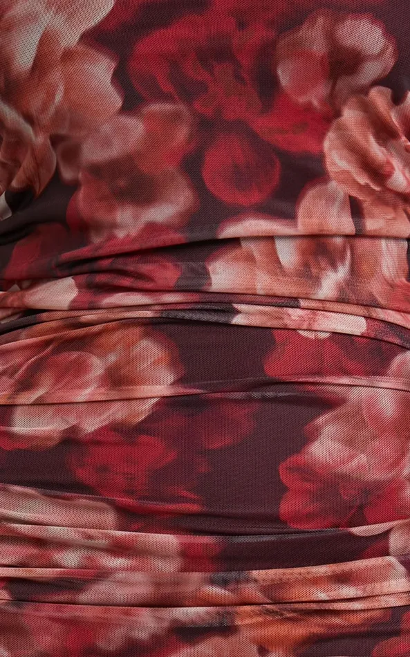 Showpo Runaway The Label 8211 Sacha Mesh Midi Dress In Wine Floral Women Dresses Showpo Runaway The Label 8211 Sacha Mesh Midi Dress In Wine Floral Women Dresses