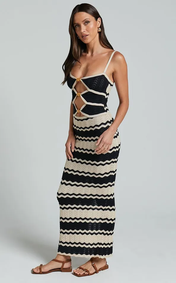 Showpo Runaway The Label 8211 Shiloh Midi Dress In BlackSand Women Dresses