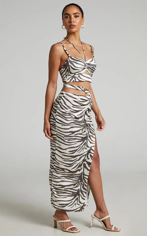 Showpo Runaway The Label 8211 Zahara Midi Skirt In Zebra Women Skirts