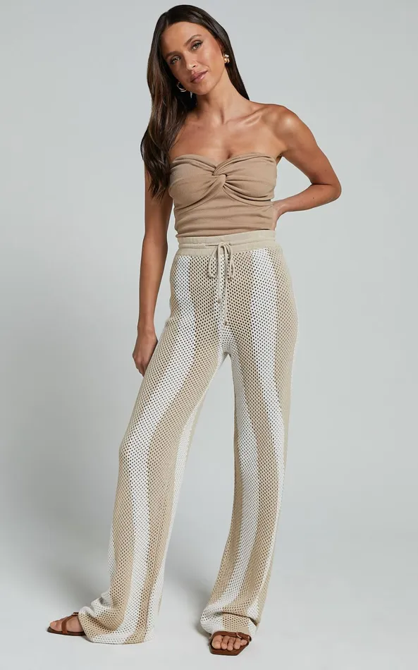 Showpo Runaway The Label 8211 Zanzibar Pants In SandWhite Women Knitwear