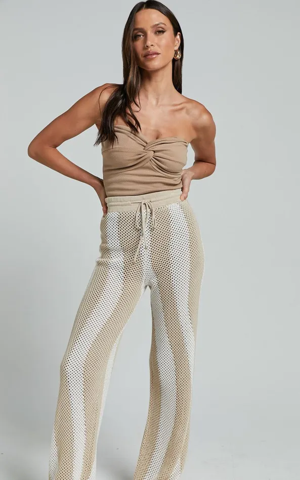 Showpo Runaway The Label 8211 Zanzibar Pants In SandWhite Women Knitwear