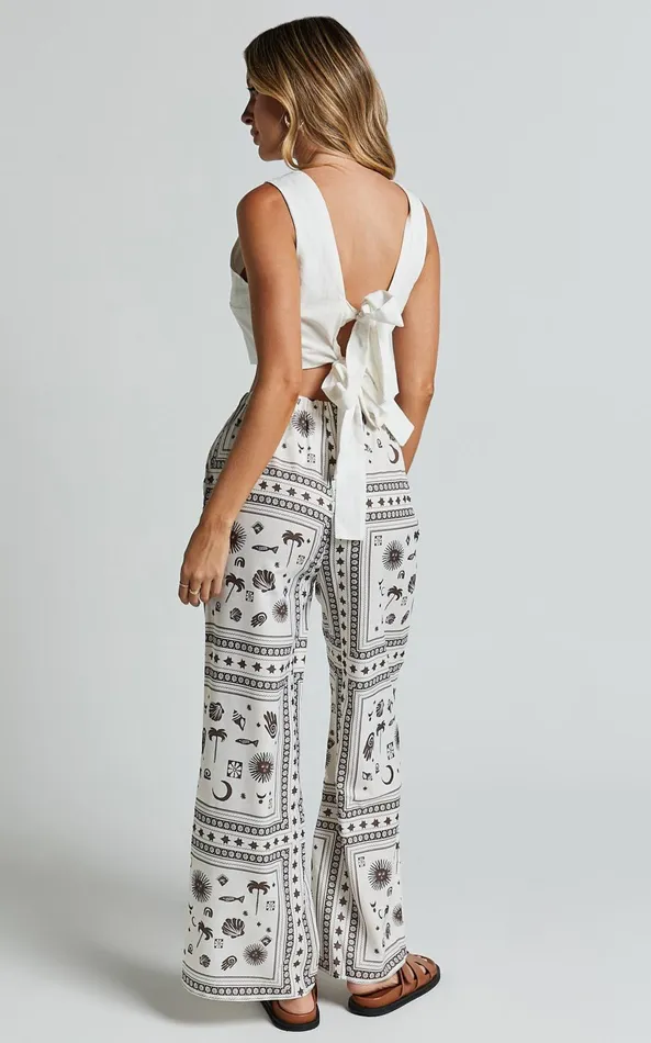 Showpo Ryleigh Pants 8211 High Waisted Drawstring Relaxed Pants In MYSTIC PRINT Women Pants