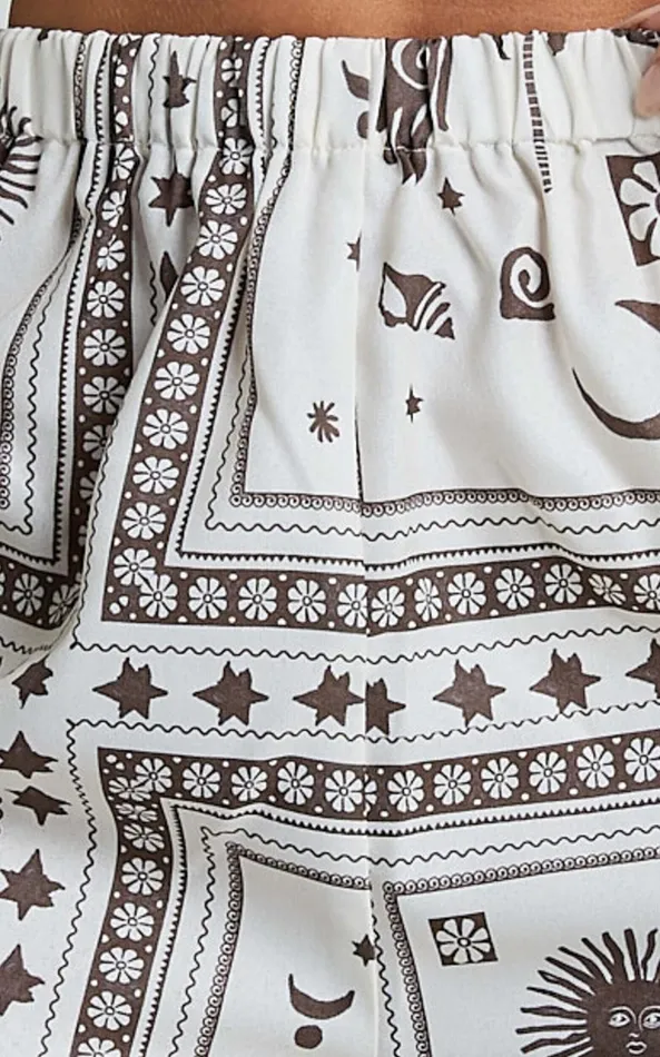 Showpo Ryleigh Pants 8211 High Waisted Drawstring Relaxed Pants In MYSTIC PRINT Women Pants