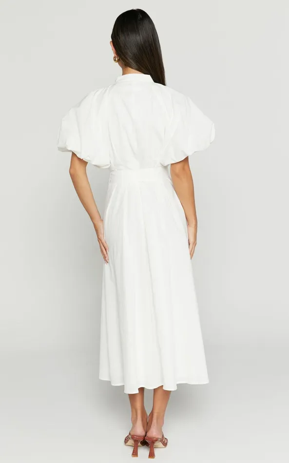 Showpo Sabrina Midi Dress 8211 Linen Look Raglan Sleeve Belted Dress In White Women Curve Clothes