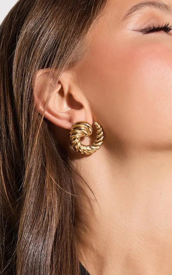 Showpo Sade Earrings 8211 Croissant Swirl Detail Statement Earring In Gold Women Earrings Showpo Sade Earrings 8211 Croissant Swirl Detail Statement Earring In Gold Women Earrings