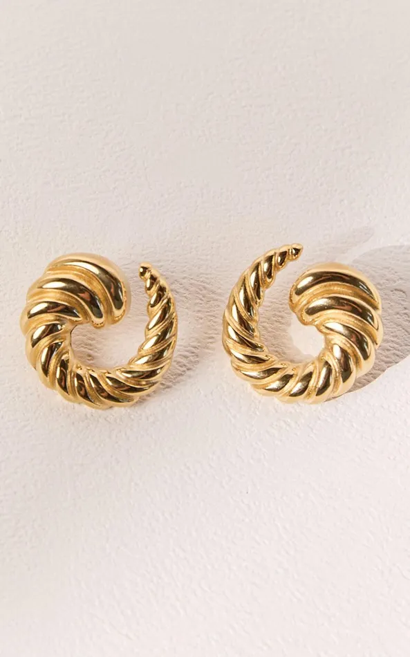 Showpo Sade Earrings 8211 Croissant Swirl Detail Statement Earring In Gold Women Earrings