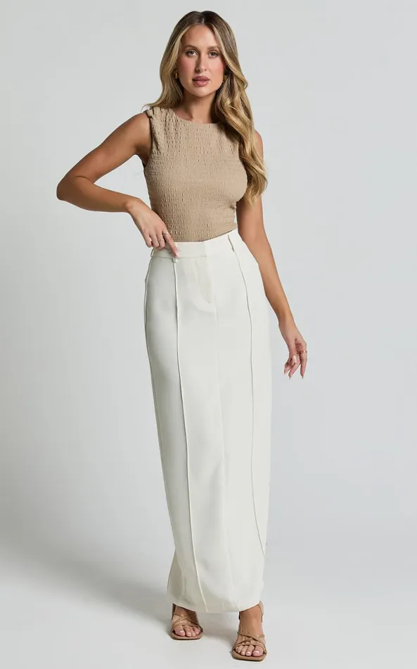 Showpo Sadie Top 8211 Sleeveless Textured Jersey Top In Sand Women Tops
