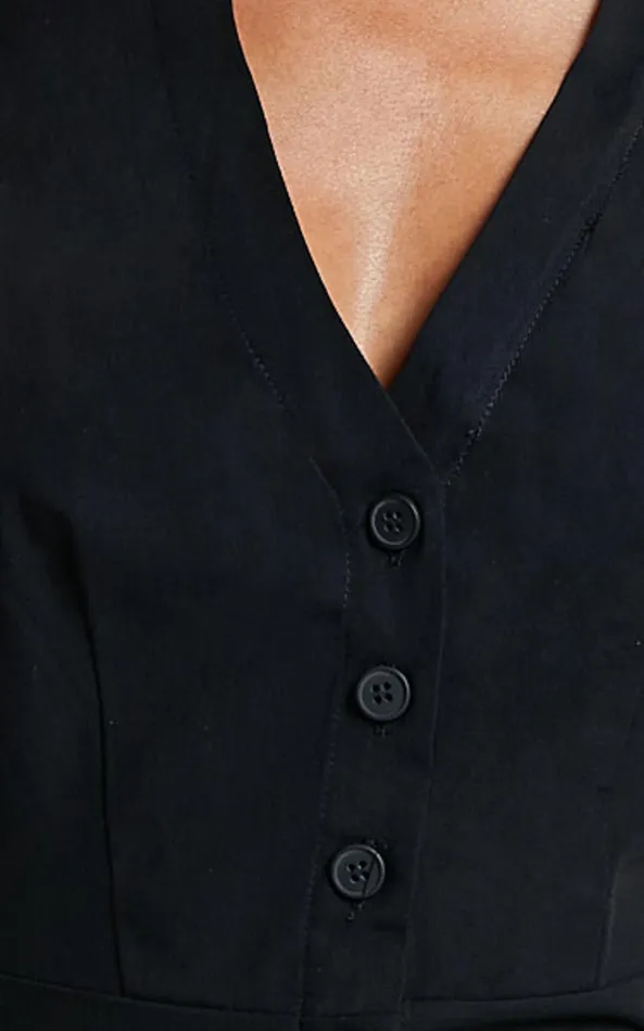 Showpo Sahar Mini Dress 8211 Flutter Sleeve Button Through Dress In Black Women Dresses
