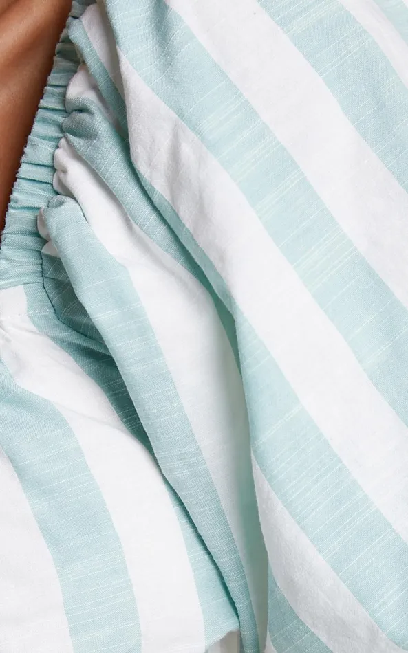 Showpo Sahle Top 8211 Striped Puff Sleeve Crop Top In Mint Women Tops