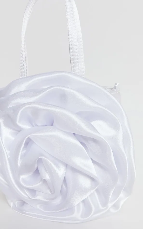 Showpo Salina Rosette Mini Satin Bag In White Women Bags