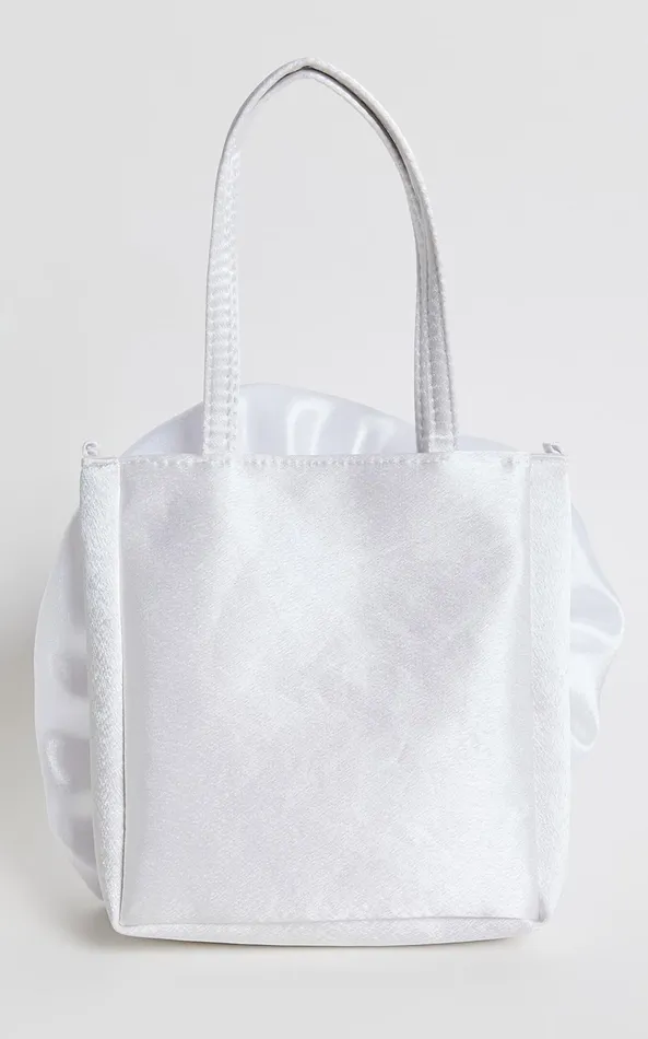 Showpo Salina Rosette Mini Satin Bag In White Women Bags