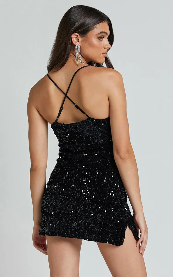Showpo Salome Mini Dress 8211 Bodycon Sequin Dress In Black Women Dresses