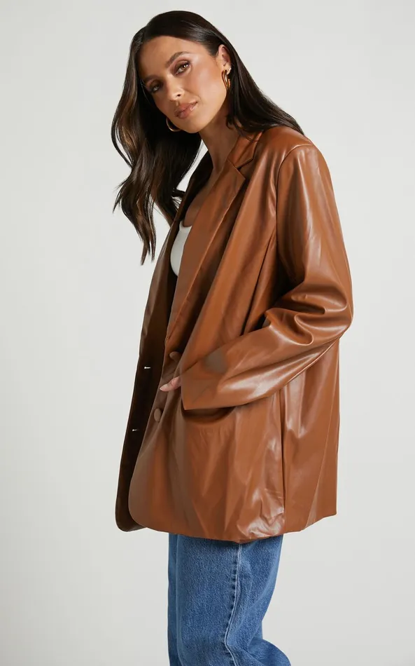 Showpo Samanfa Jacket 8211 Faux Leather Jacket In Tan Women Jackets and Coats Showpo Samanfa Jacket 8211 Faux Leather Jacket In Tan Women Jackets and Coats