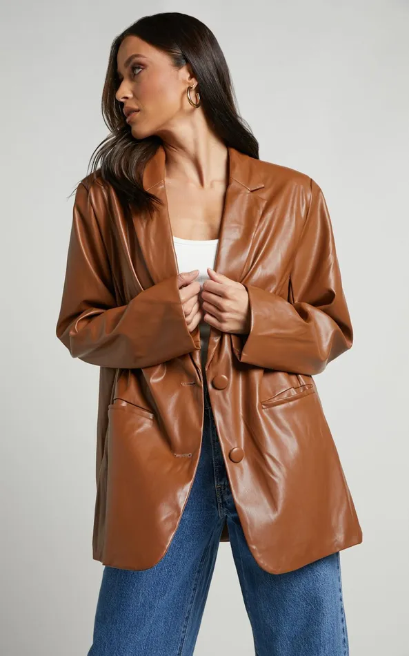 Showpo Samanfa Jacket 8211 Faux Leather Jacket In Tan Women Jackets and Coats Showpo Samanfa Jacket 8211 Faux Leather Jacket In Tan Women Jackets and Coats