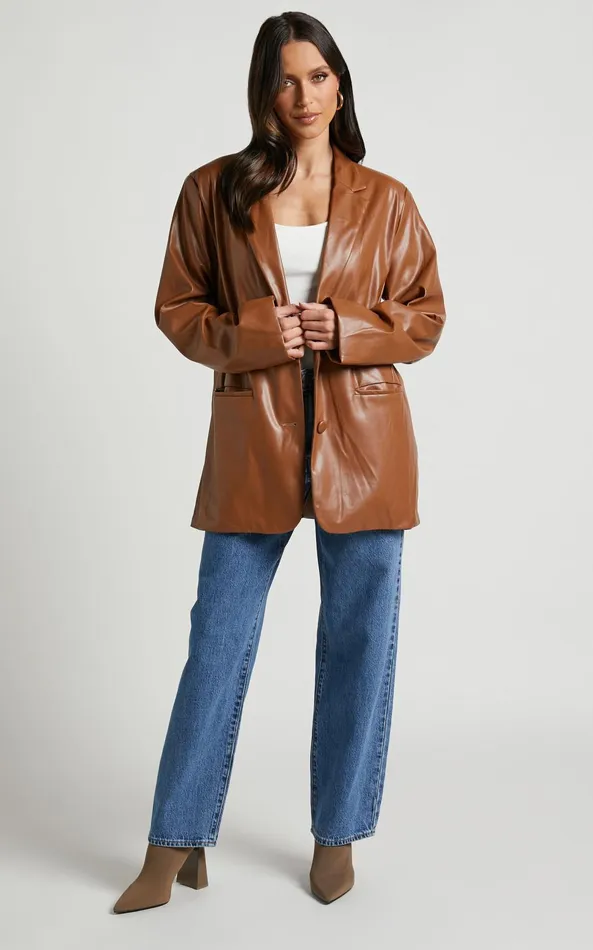 Showpo Samanfa Jacket 8211 Faux Leather Jacket In Tan Women Jackets and Coats Showpo Samanfa Jacket 8211 Faux Leather Jacket In Tan Women Jackets and Coats