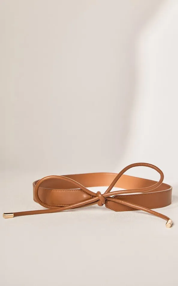 Showpo Samara Belt 8211 Band Tie Detail Waist Belt In Brown Women Belts