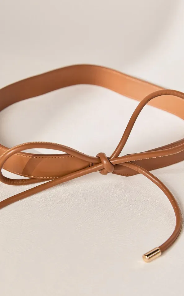 Showpo Samara Belt 8211 Band Tie Detail Waist Belt In Brown Women Belts
