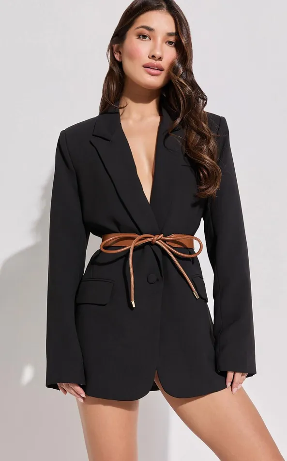 Showpo Samara Belt 8211 Band Tie Detail Waist Belt In Brown Women Belts