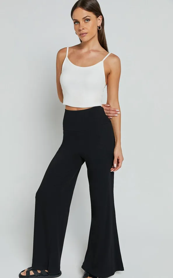 Showpo Sammie Pants 8211 Jersey High Waisted Wide Leg Pants In Black Women Pants