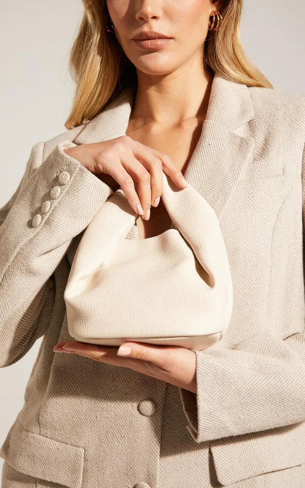 Showpo San Francisco Mini Pebble PU Pouch Bag In Cream Women Bags