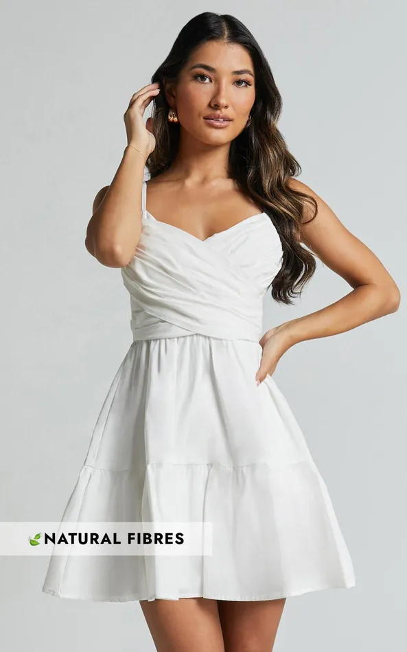 Showpo Sandra Midi Dress 8211 Draped Crossover Bodice Tiered Dress In Ivory Women Dresses Showpo Sandra Midi Dress 8211 Draped Crossover Bodice Tiered Dress In Ivory Women Dresses