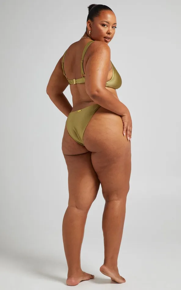 Showpo Sandy Bottoms 8211 Elastic Side Bottoms In Olive Women Curve Clothes