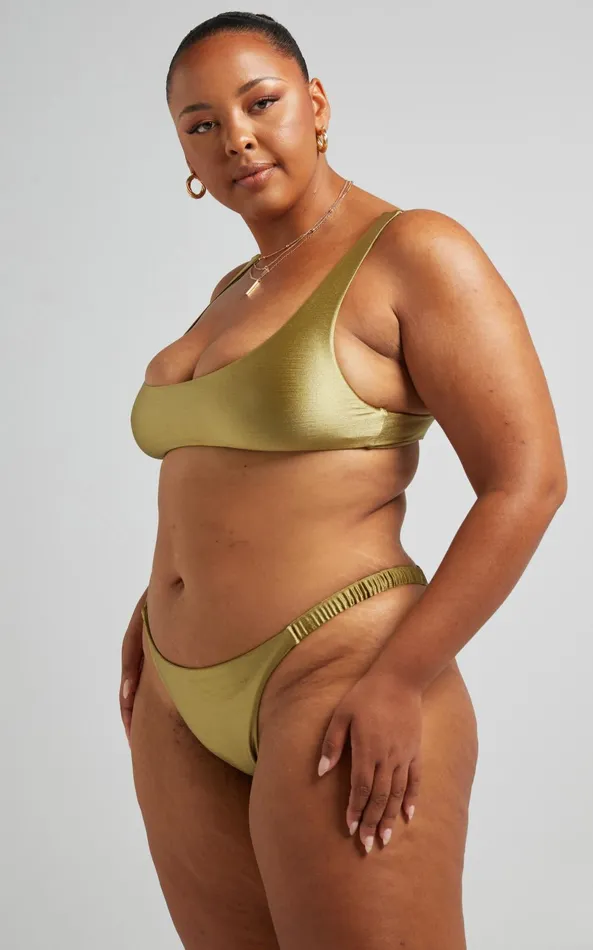 Showpo Sandy Bottoms 8211 Elastic Side Bottoms In Olive Women Curve Clothes