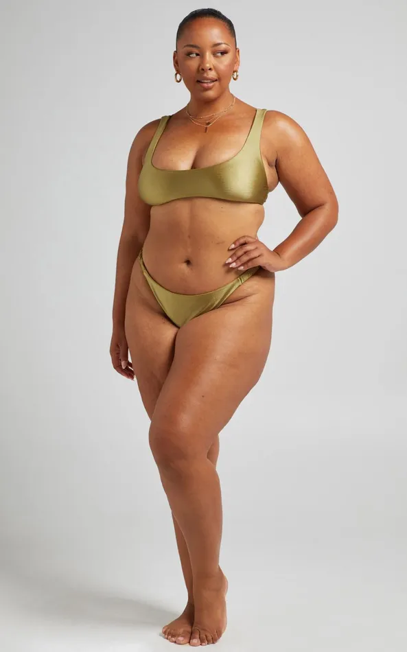 Showpo Sandy Bottoms 8211 Elastic Side Bottoms In Olive Women Curve Clothes