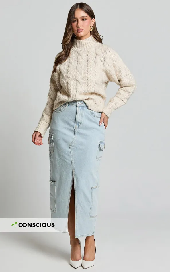 Showpo Santi Jumper 8211 Oversized Recycled Knitted High Neck Jumper In Beige Marl Women Knitwear Showpo Santi Jumper 8211 Oversized Recycled Knitted High Neck Jumper In Beige Marl Women Knitwear