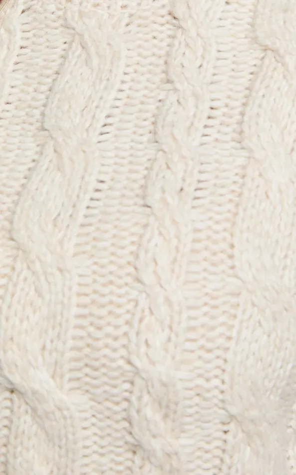 Showpo Santi Jumper 8211 Oversized Recycled Knitted High Neck Jumper In Beige Marl Women Knitwear