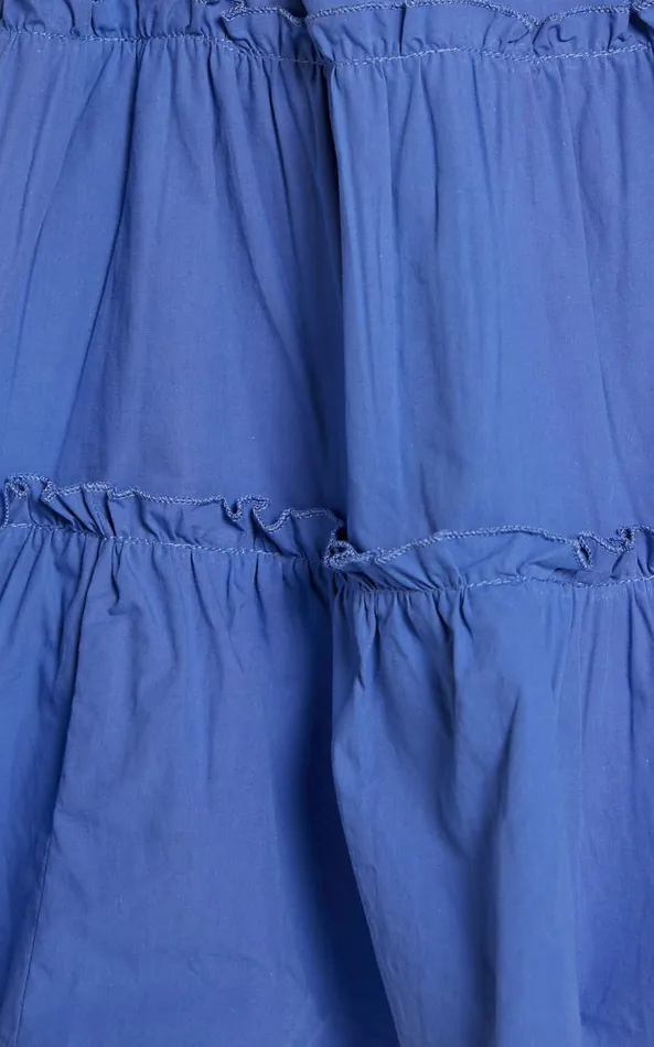 Showpo Sarah Mini Dress 8211 Short Puff Sleeve V Neck A Line Dress In Blue Women Dresses