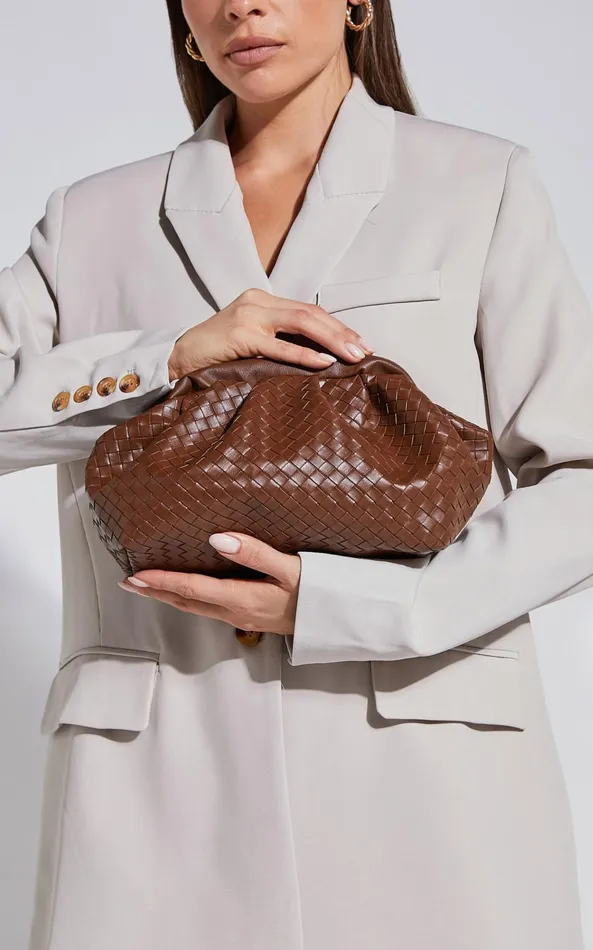 Showpo Sardinia Woven Clutch In Brown Women Bags