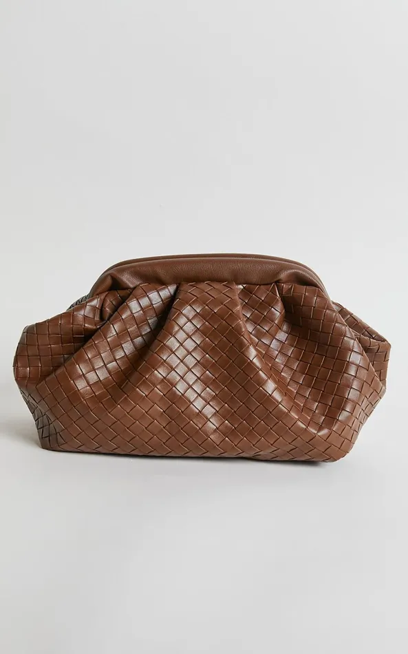 Showpo Sardinia Woven Clutch In Brown Women Bags