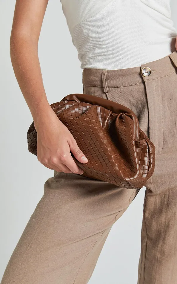 Showpo Sardinia Woven Clutch In Brown Women Bags