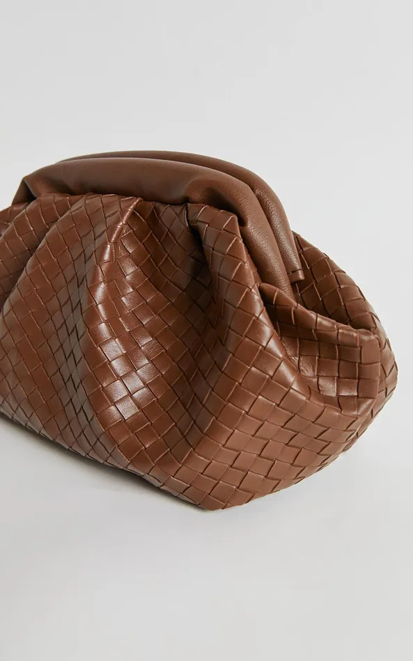 Showpo Sardinia Woven Clutch In Brown Women Bags