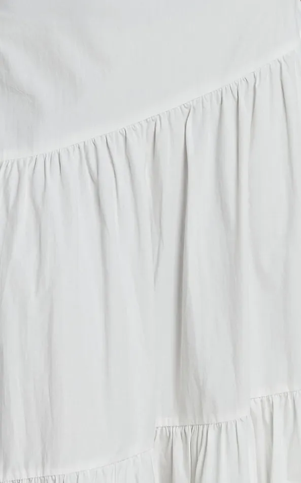 Showpo Schiffer Two Piece Set 8211 Strapless Top And Tiered Midi Skirt In White Women Dresses