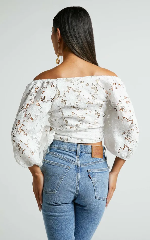 Showpo Serafina Top 8211 Short Puff Sleeve Wrap Tie Top In White Women Tops