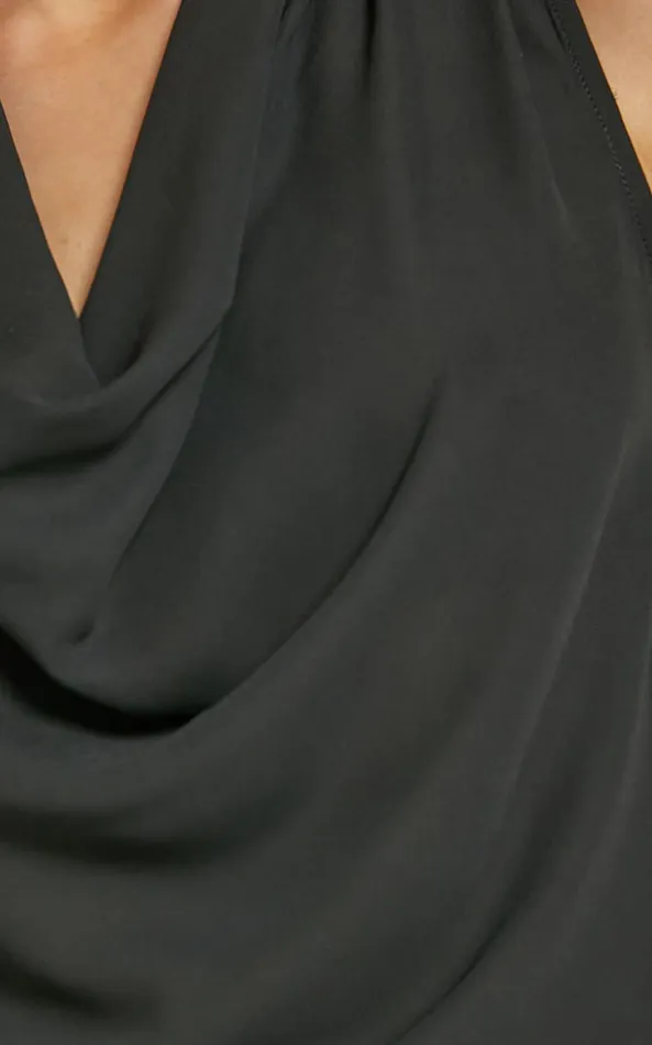 Showpo Serena Top 8211 Cowl Neck Sleeveless Top In Black Women Tops