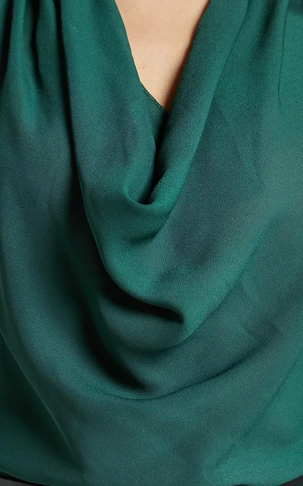 Showpo Serena Top 8211 Cowl Neck Sleeveless Top In Forest Green Women Curve Clothes