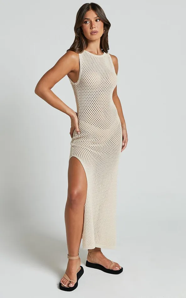 Showpo Seven Wonders 8211 Shamine Midi Dress In SAND Women Dresses